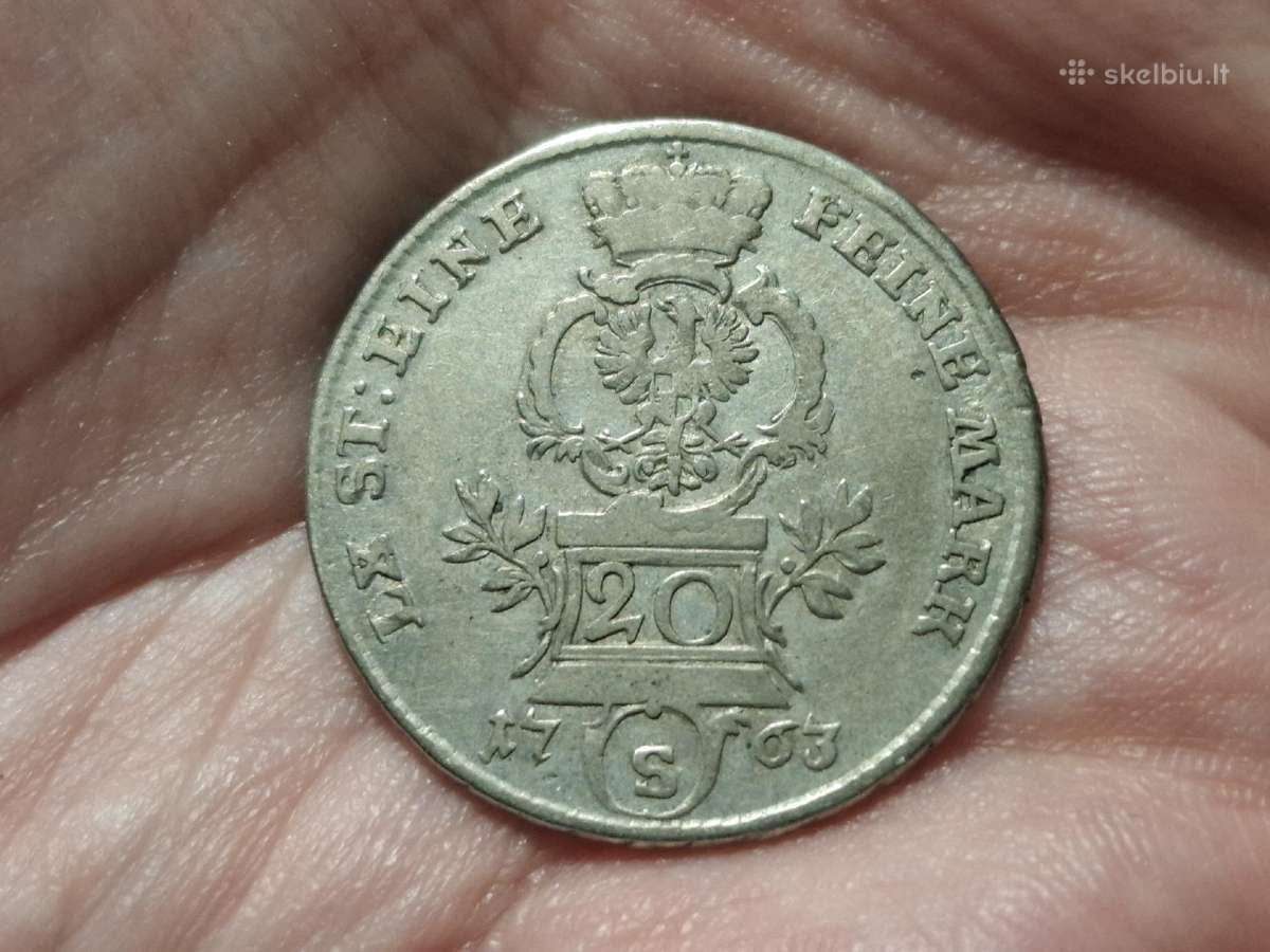 Bavarija 20 kreuzer 1763 sidabras