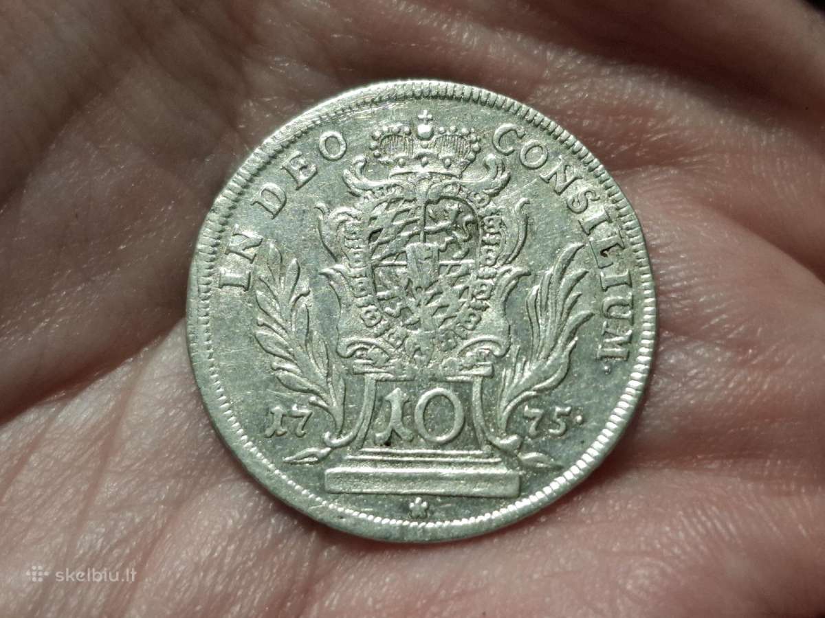 Bavarija 10 kreuzer 1775 sidabras
