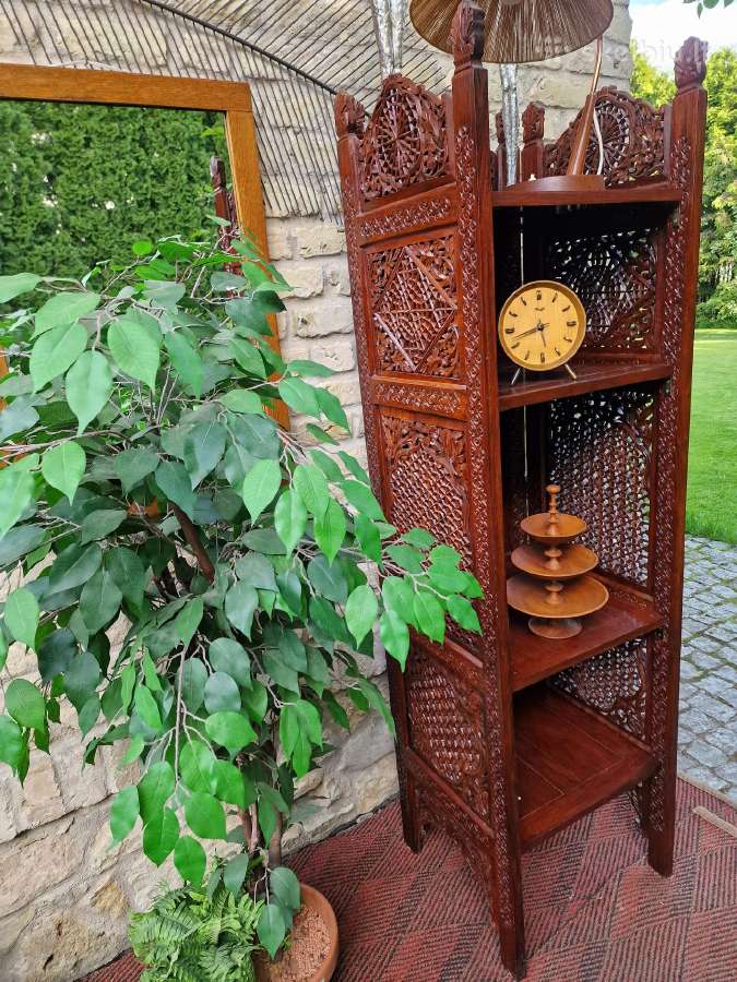Vintažinė tikmedžio masyvo rankų darbo etažerė - nuotraukos Nr. 5