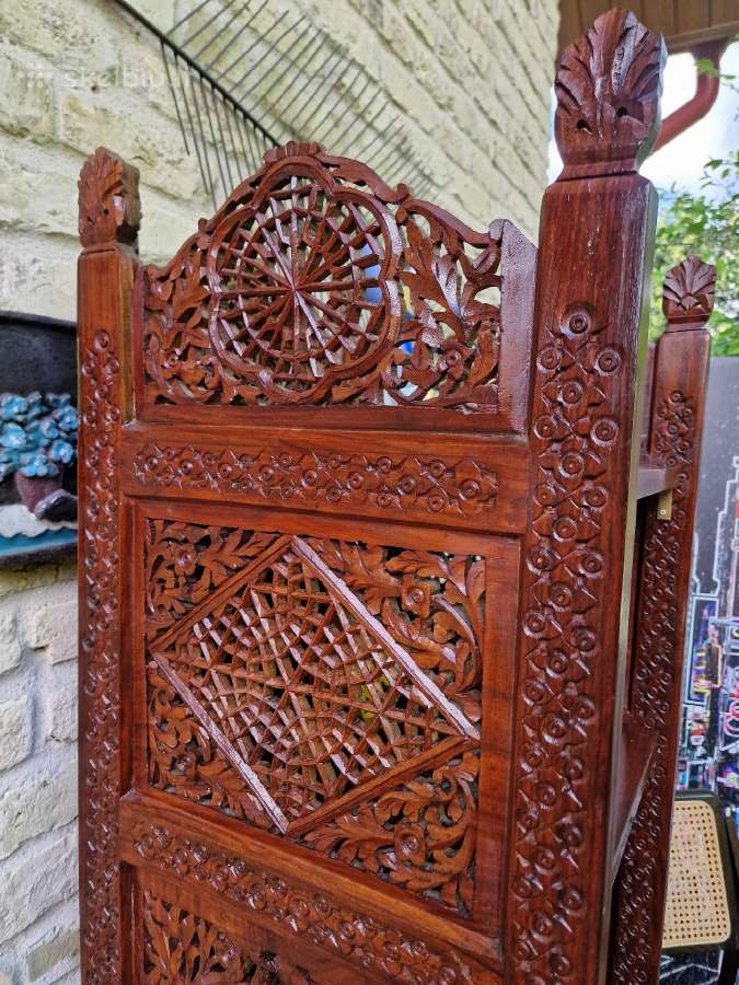 Vintažinė tikmedžio masyvo rankų darbo etažerė - nuotraukos Nr. 2