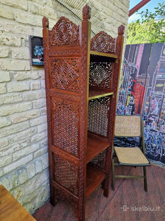 Vintažinė tikmedžio masyvo rankų darbo etažerė - nuotraukos Nr. 29