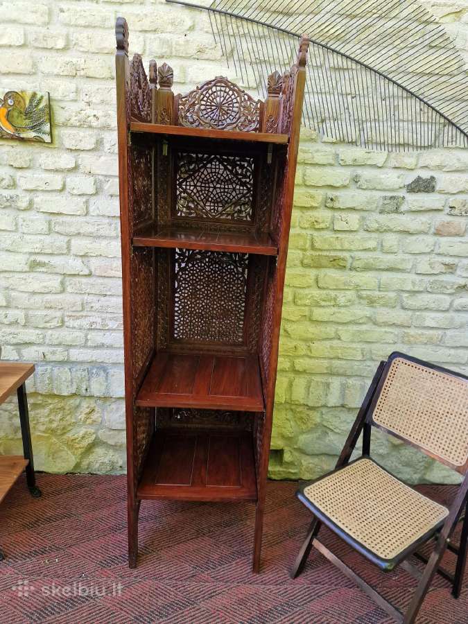 Vintažinė tikmedžio masyvo rankų darbo etažerė - nuotraukos Nr. 30