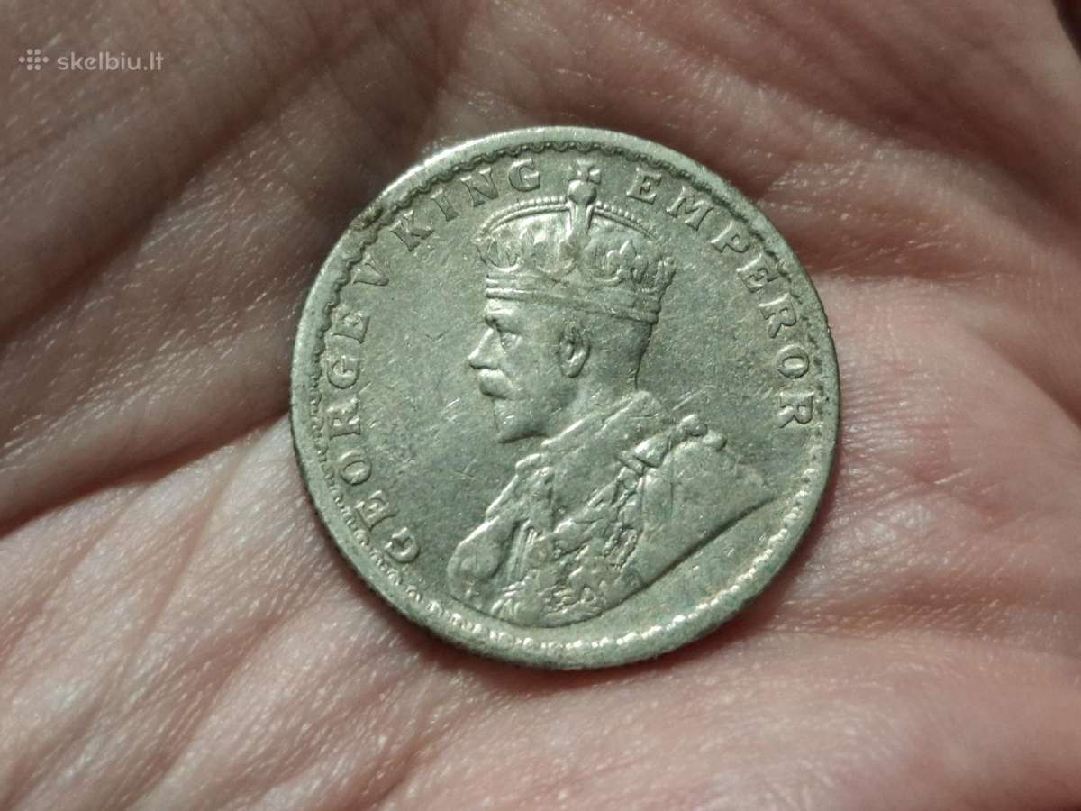 Indija 1/2 rupijos 1918 sidabras - nuotraukos Nr. 2