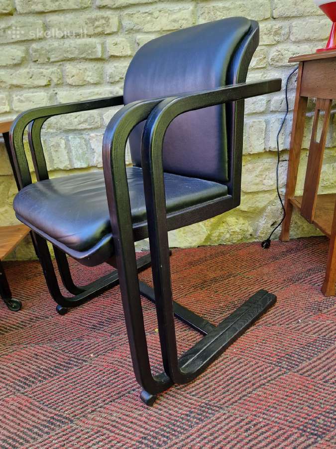 Vintažinė mid century konsolinė odinė darbo kėdė