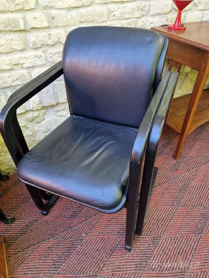 Vintažinė mid century konsolinė odinė darbo kėdė - nuotraukos Nr. 3
