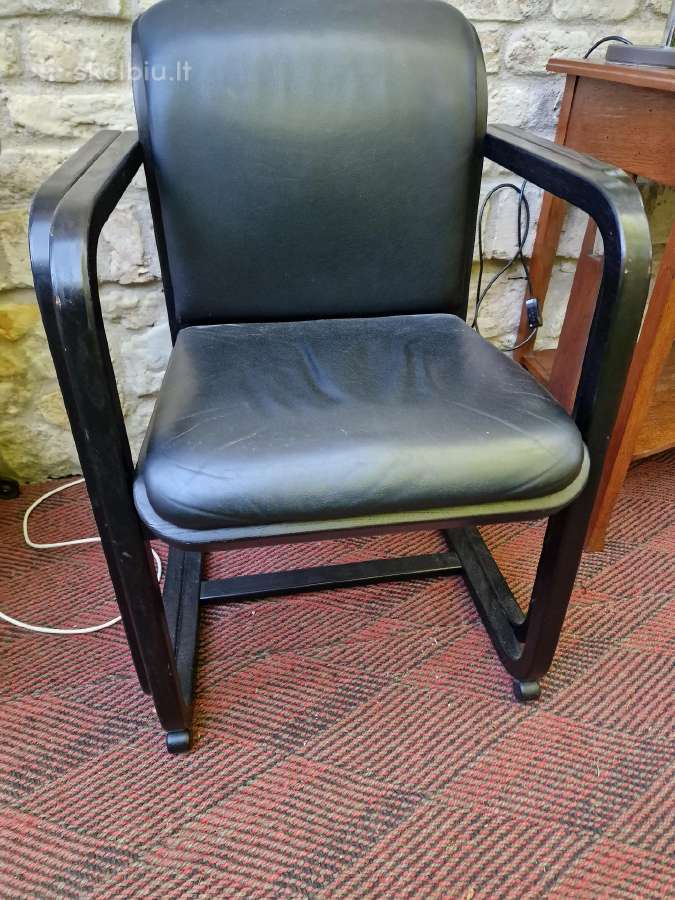 Vintažinė mid century konsolinė odinė darbo kėdė - nuotraukos Nr. 7