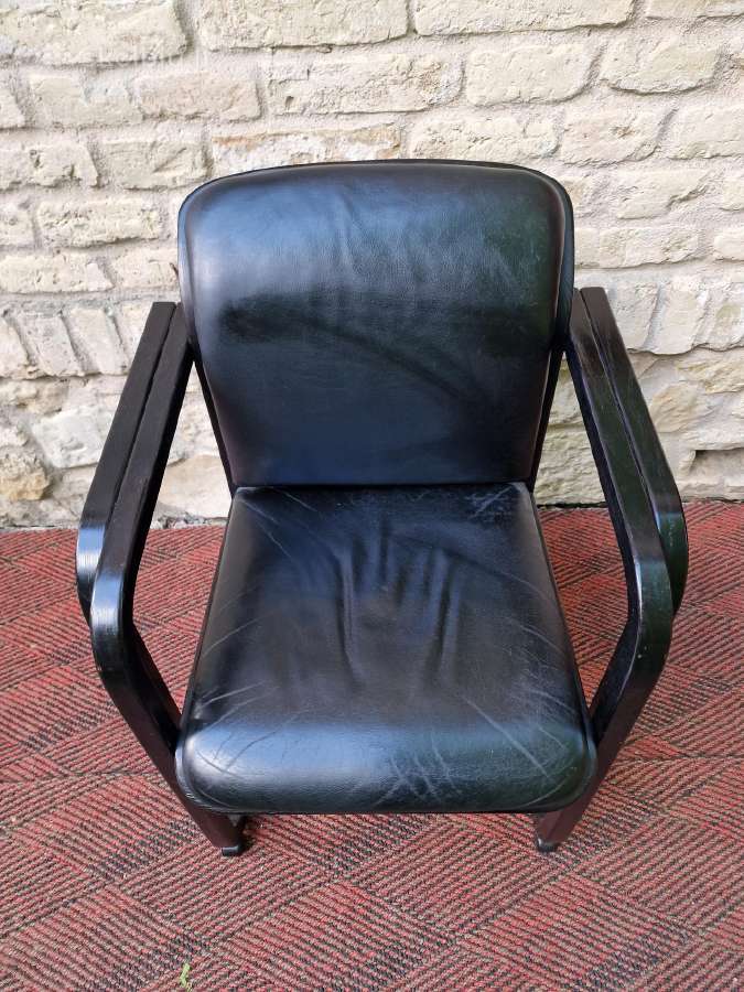 Vintažinė mid century konsolinė odinė darbo kėdė - nuotraukos Nr. 9