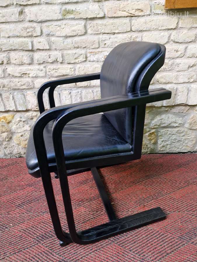 Vintažinė mid century konsolinė odinė darbo kėdė - nuotraukos Nr. 10
