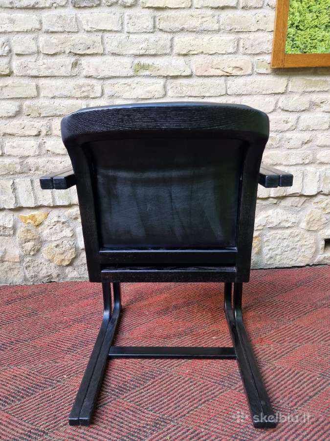Vintažinė mid century konsolinė odinė darbo kėdė - nuotraukos Nr. 13