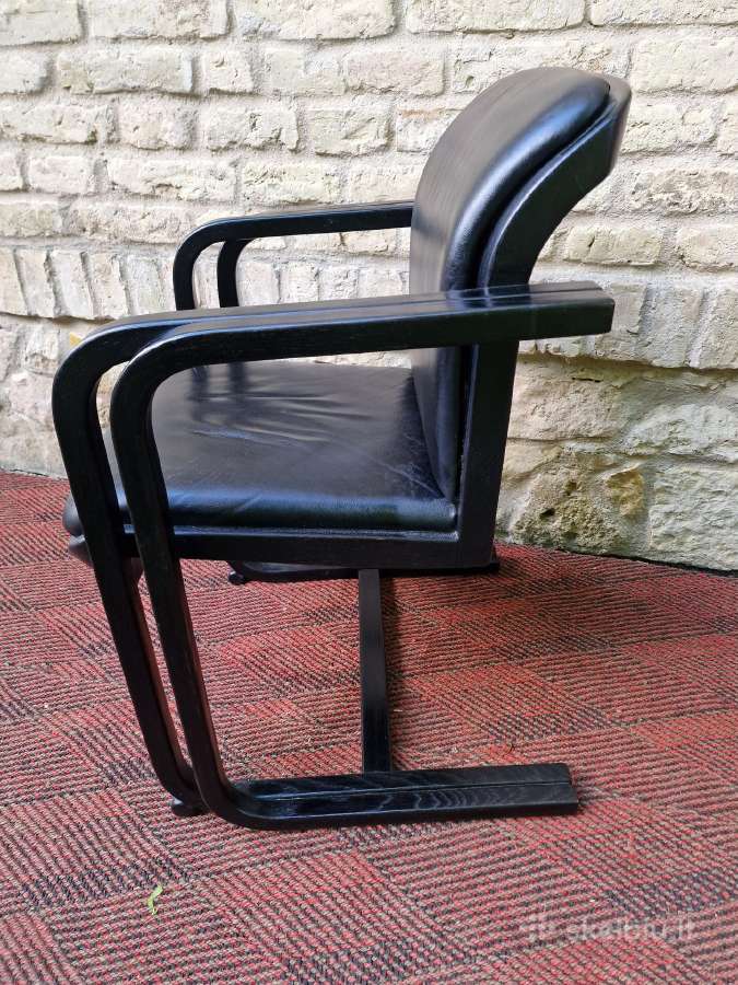 Vintažinė mid century konsolinė odinė darbo kėdė - nuotraukos Nr. 14