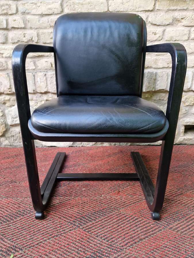Vintažinė mid century konsolinė odinė darbo kėdė - nuotraukos Nr. 15