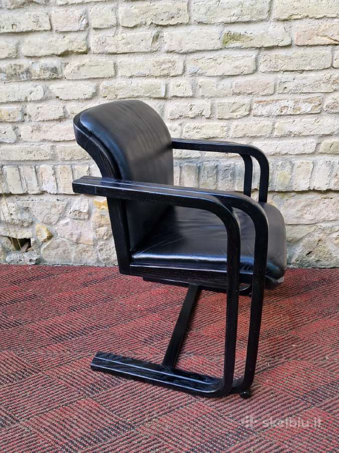 Vintažinė mid century konsolinė odinė darbo kėdė - nuotraukos Nr. 16