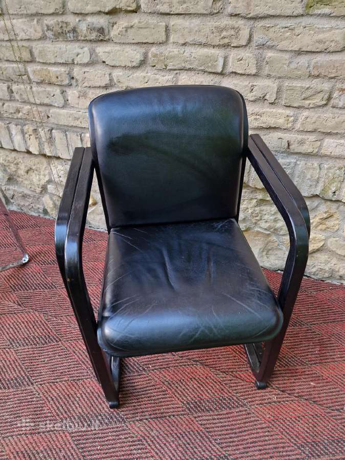 Vintažinė mid century konsolinė odinė darbo kėdė - nuotraukos Nr. 17