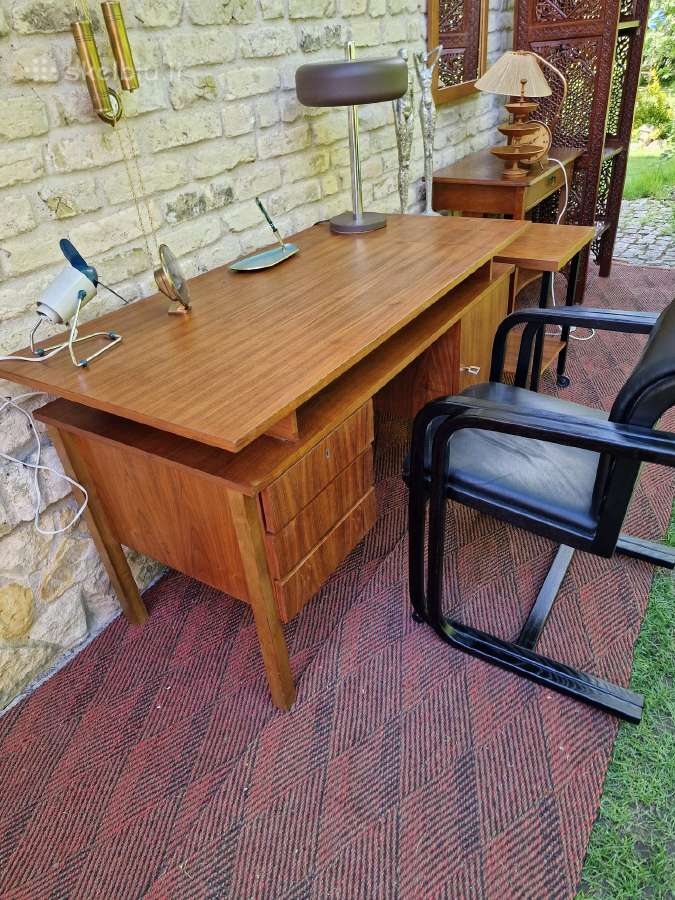 Vintažinė mid century konsolinė odinė darbo kėdė - nuotraukos Nr. 22