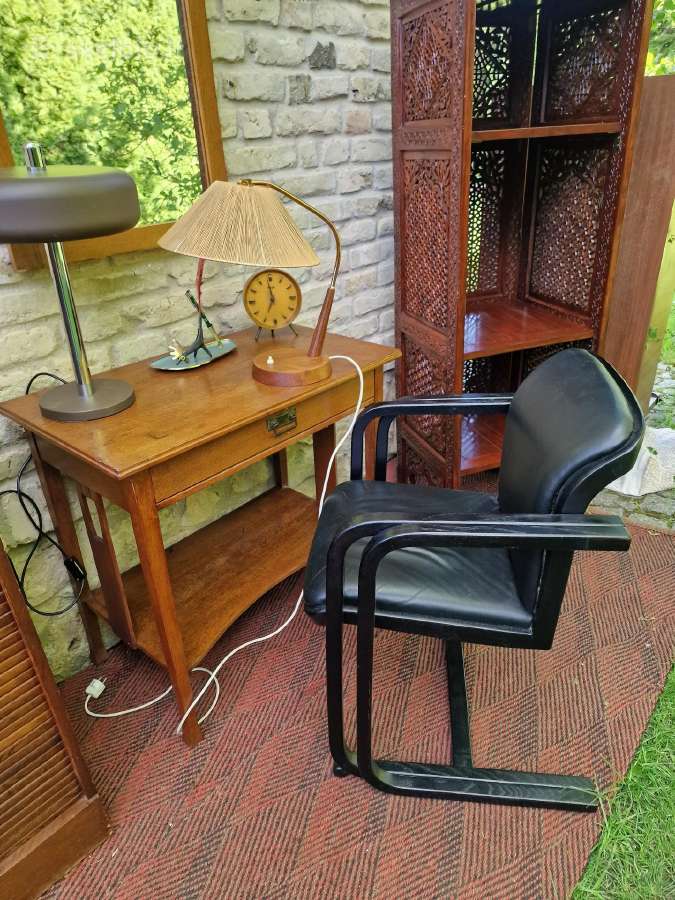Vintažinė mid century konsolinė odinė darbo kėdė - nuotraukos Nr. 23