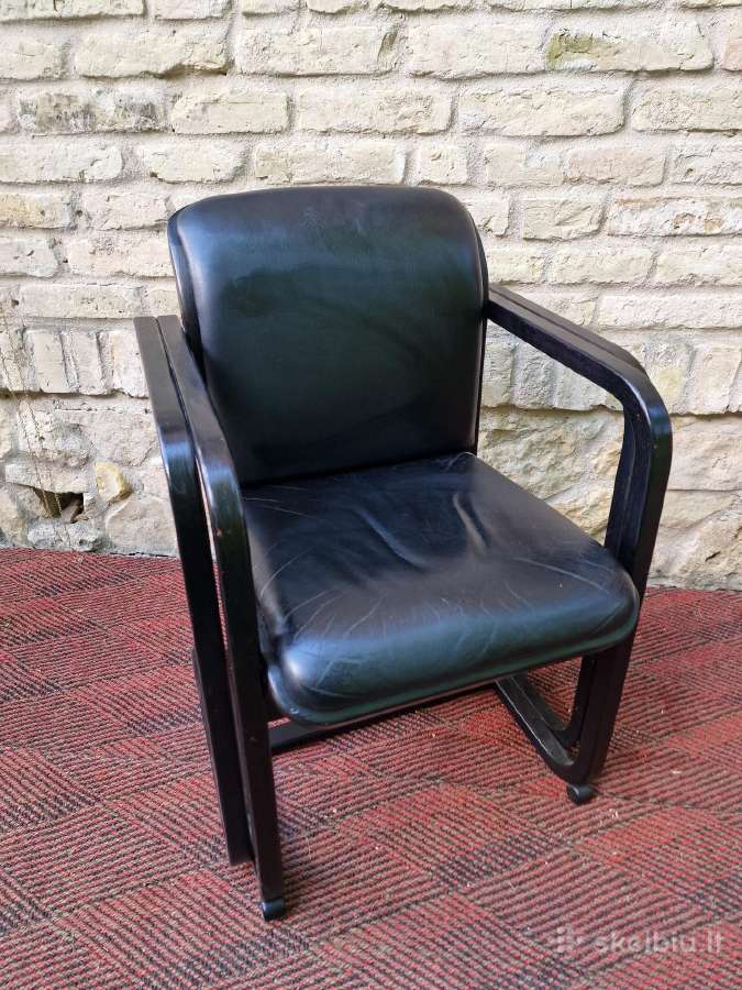 Vintažinė mid century konsolinė odinė darbo kėdė - nuotraukos Nr. 29