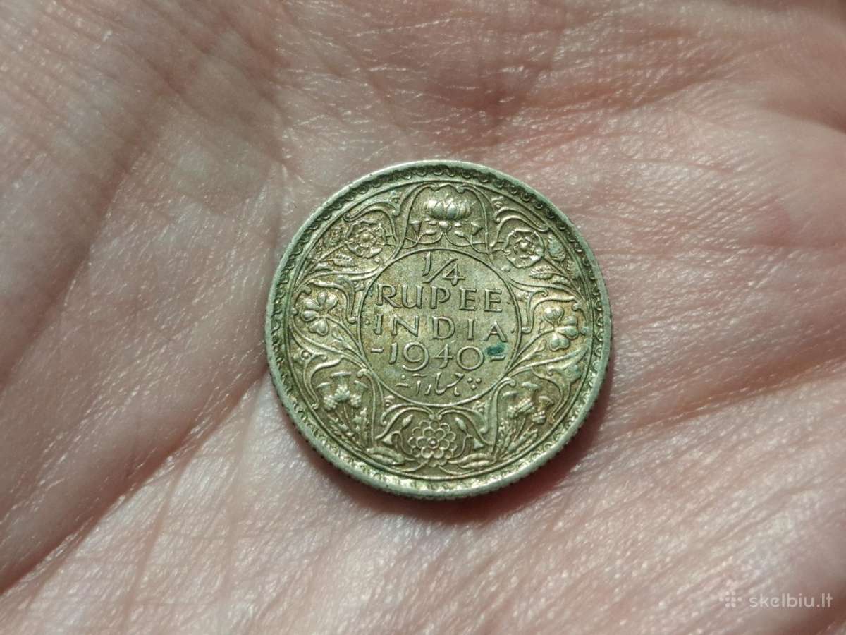 Indija 1/4 rupijos 1940 sidabras