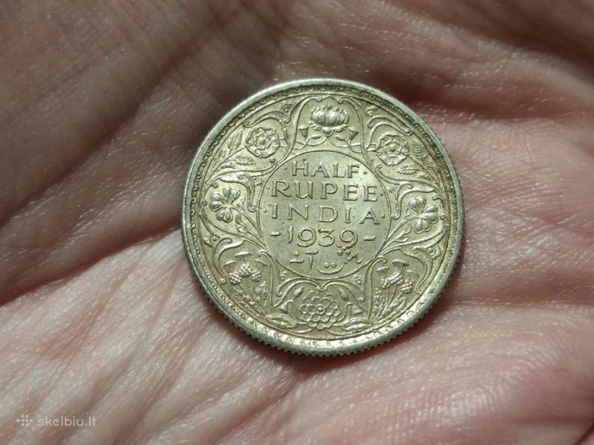 Indija 1/2 rupijos 1939 sidabras