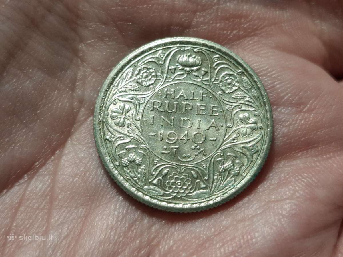 Indija 1/2 rupijos 1940 sidabras