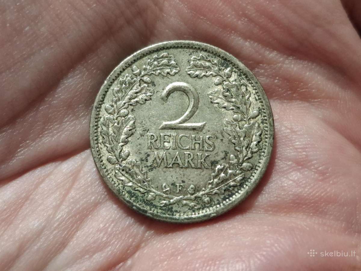Vokietija 2 mark 1931 F sidabras