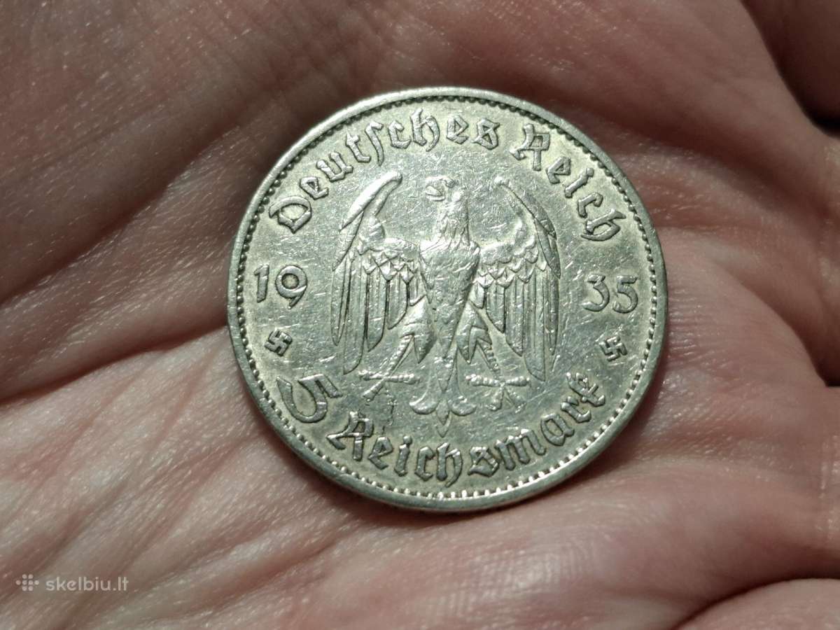 Vokietija 5 mark 1935 A sidabras