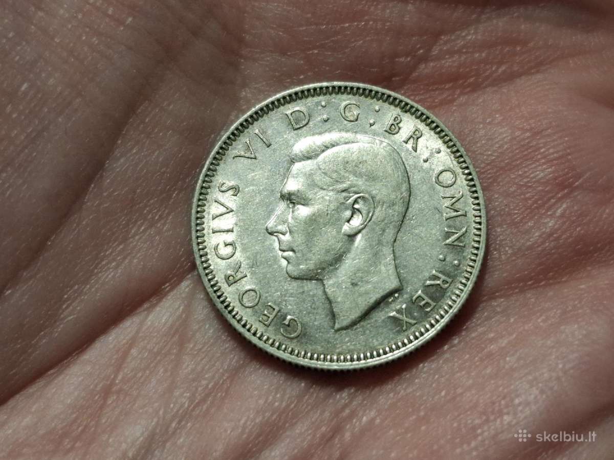 UK 1 šilingas 1944 sidabras - nuotraukos Nr. 2