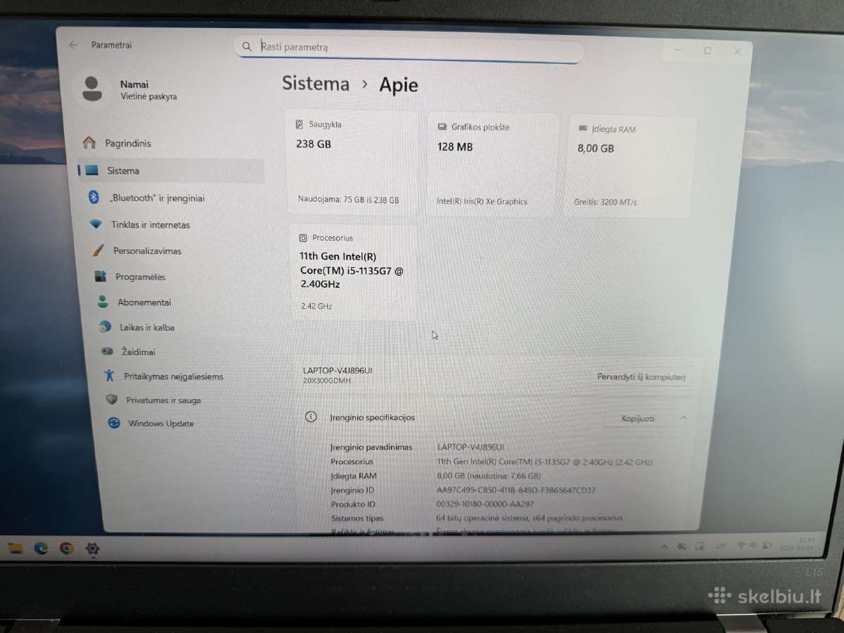 Lenovo Thinkpad L15 Gen 2 i5-11gen / 8gb / 256g - nuotraukos Nr. 3