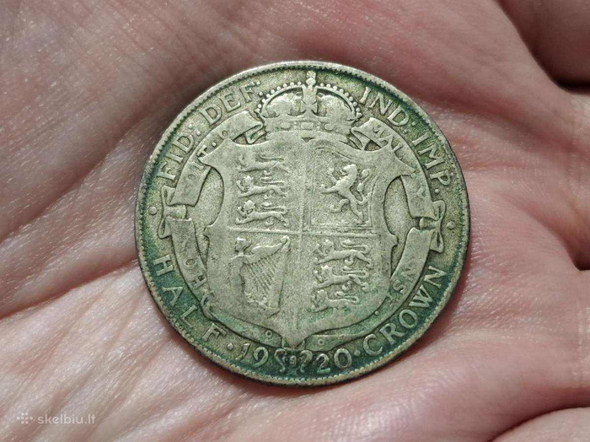 UK 1/2 crown 1920 sidabras