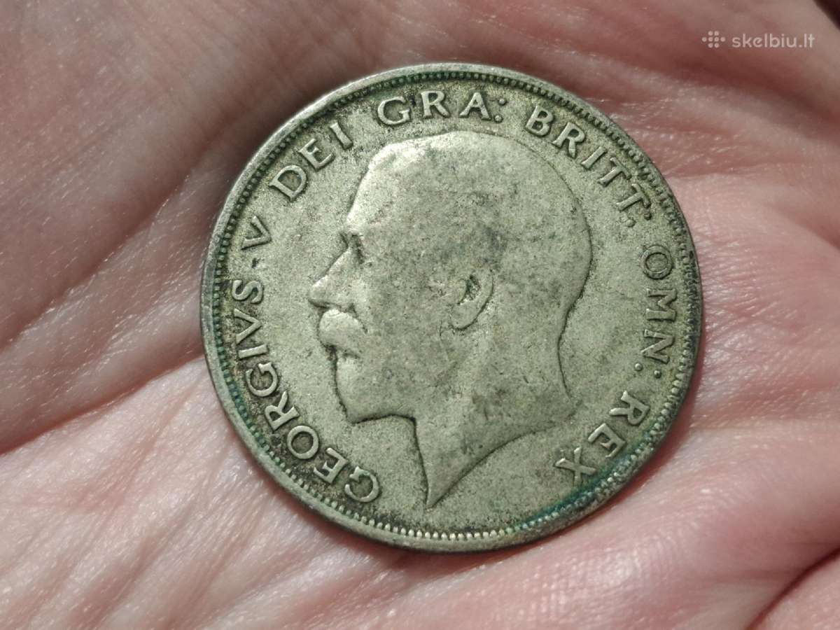 UK 1/2 crown 1920 sidabras - nuotraukos Nr. 2