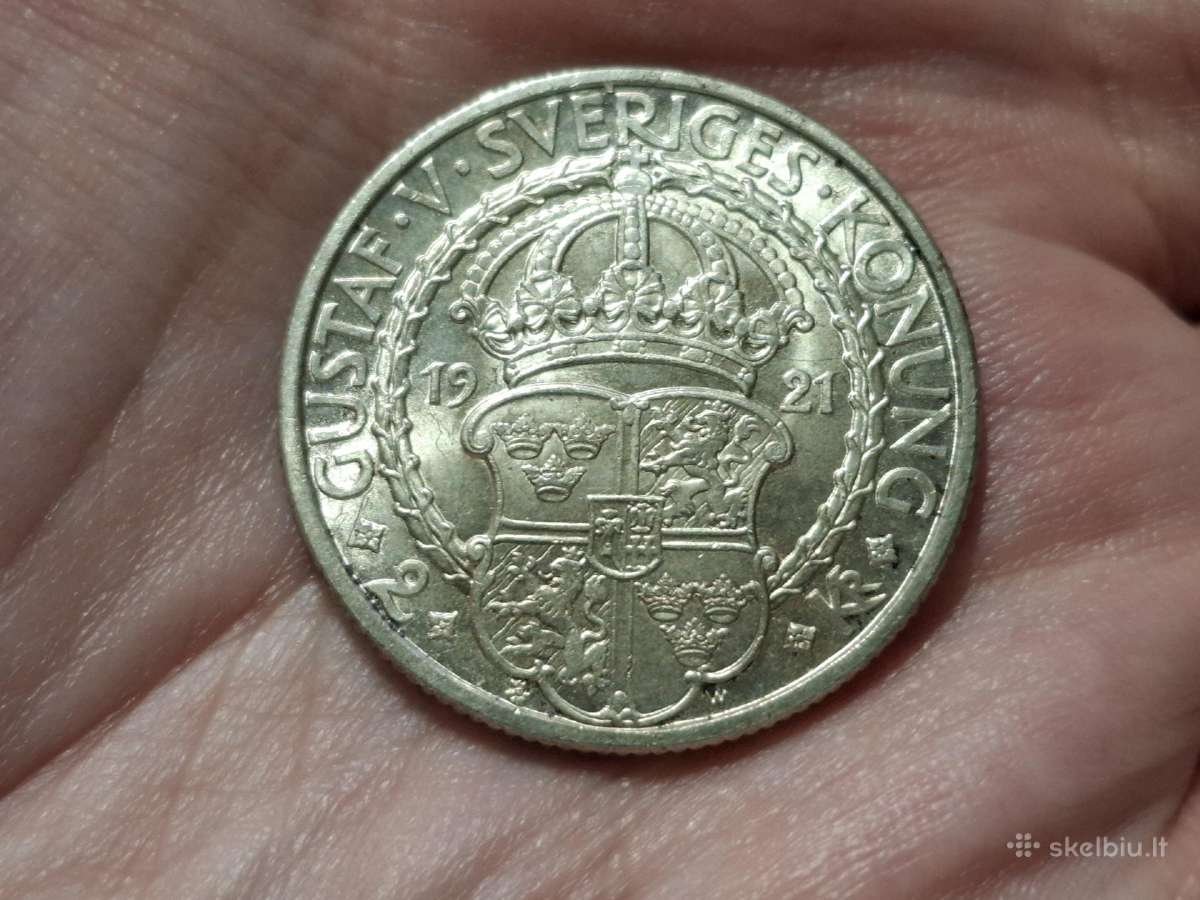 Švedija 2 kronos 1921 sidabras proginė