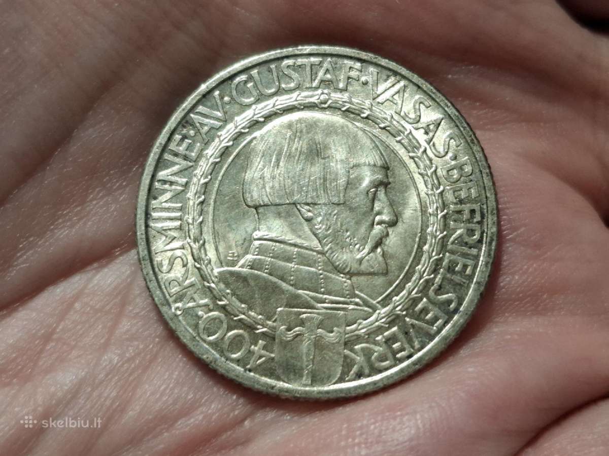 Švedija 2 kronos 1921 sidabras proginė - nuotraukos Nr. 2
