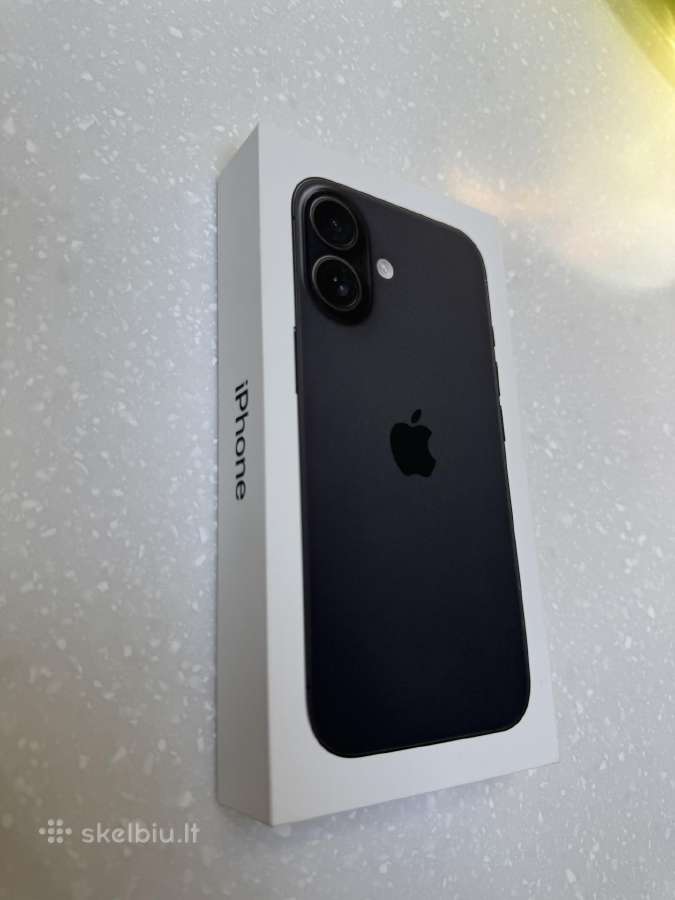 iPhone 16 juodas,128 GB/ Naujas