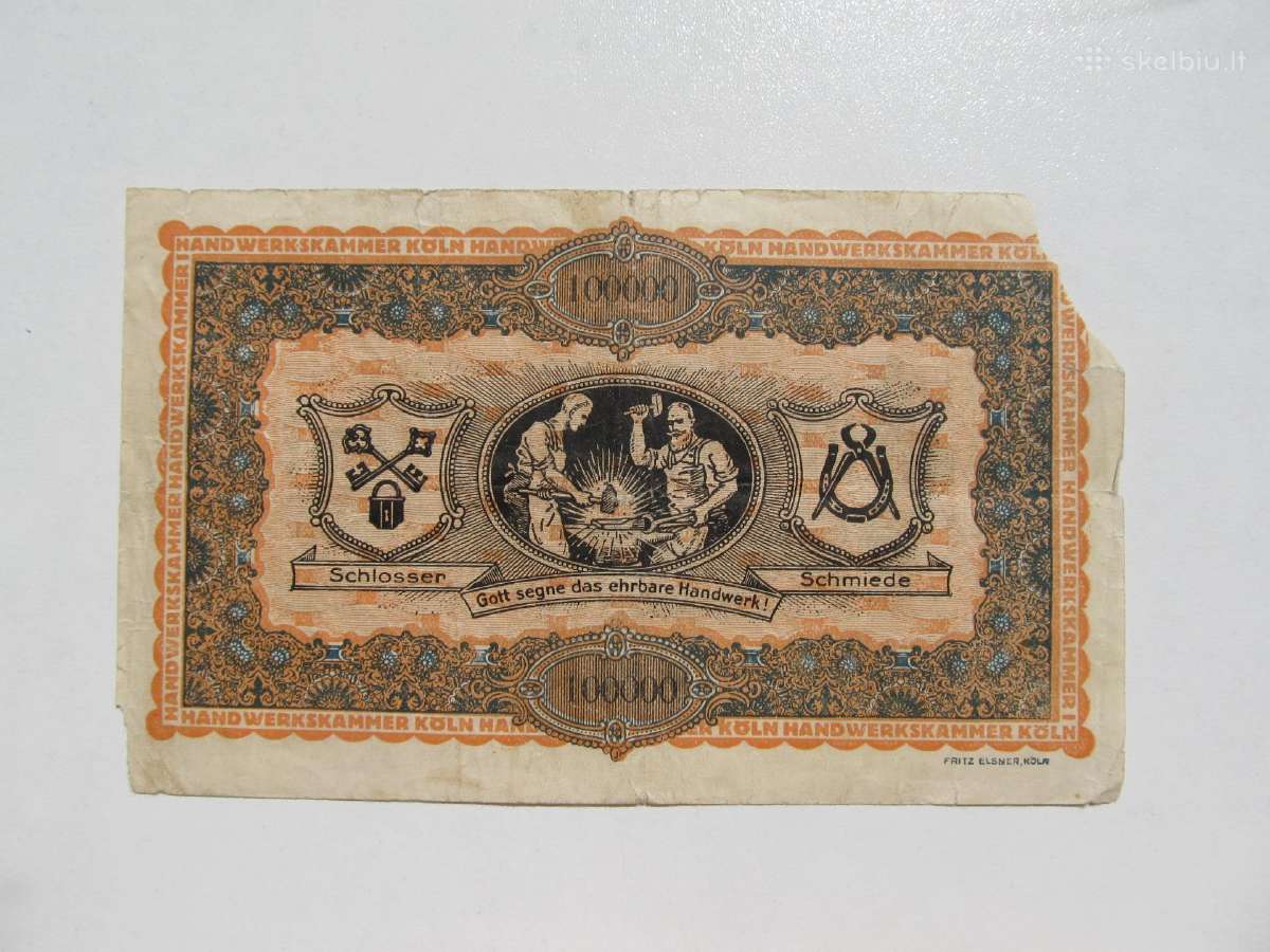 100 000 markiu, Koln Vokietija , 1923 - nuotraukos Nr. 2