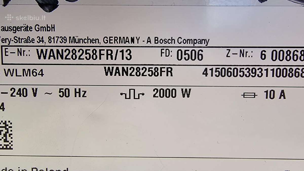 Nauja Bosch Wan28258fr, 8 kg/1400 aps+ garantija - nuotraukos Nr. 8