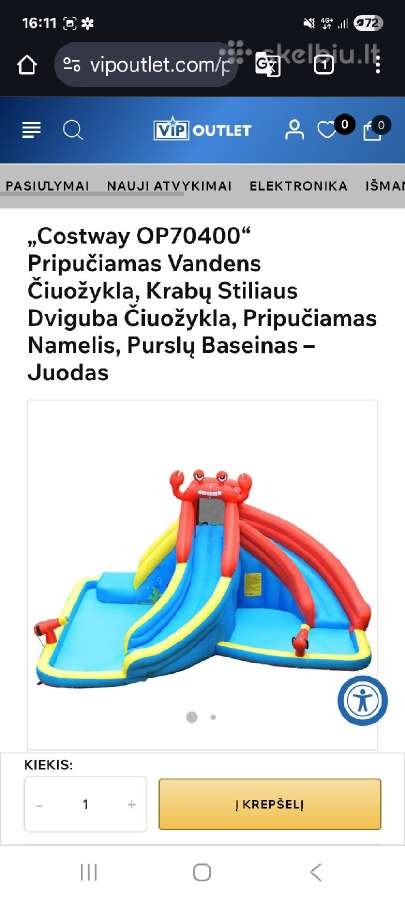 Pripučiamas batutas čiuožykla su vandeniu