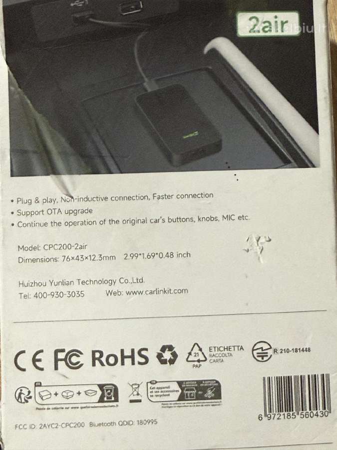 Wireless Apple Carplay adapteris (carbon dizainas) - nuotraukos Nr. 5