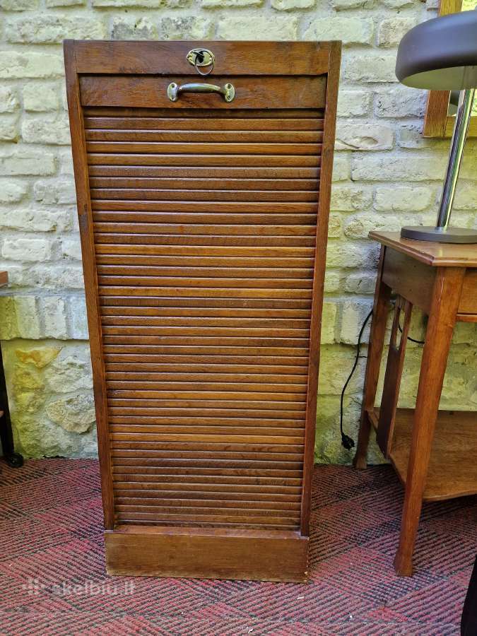Vintažinė Art Deco ąžuolinė dokumentų spintelė - nuotraukos Nr. 3
