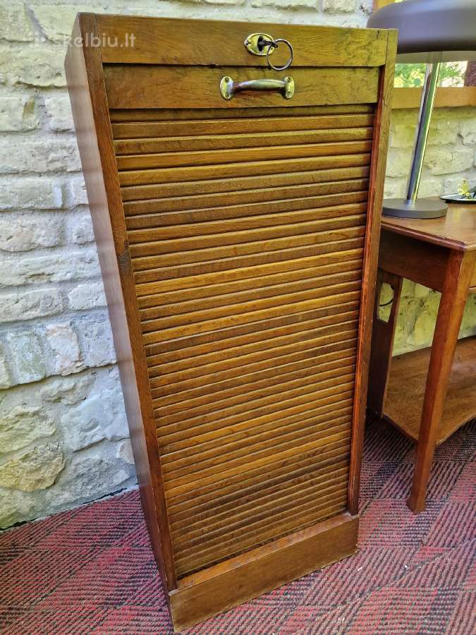 Vintažinė Art Deco ąžuolinė dokumentų spintelė - nuotraukos Nr. 4