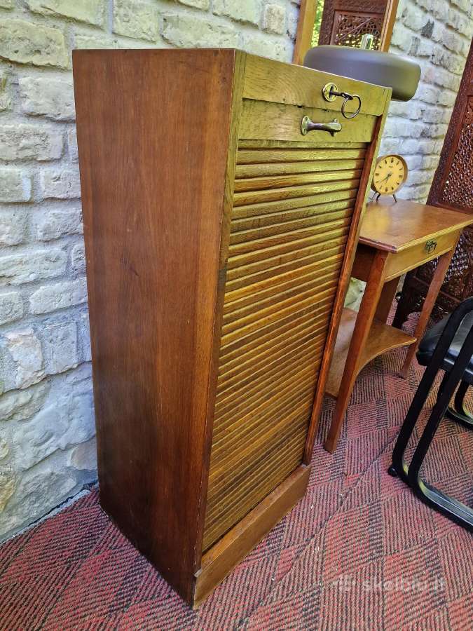 Vintažinė Art Deco ąžuolinė dokumentų spintelė - nuotraukos Nr. 7