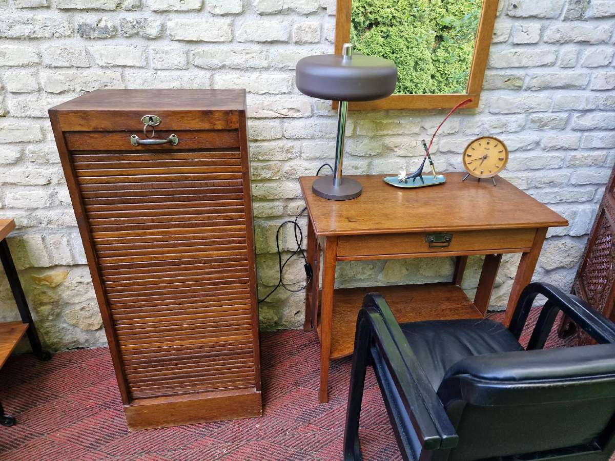 Vintažinė Art Deco ąžuolinė dokumentų spintelė - nuotraukos Nr. 12