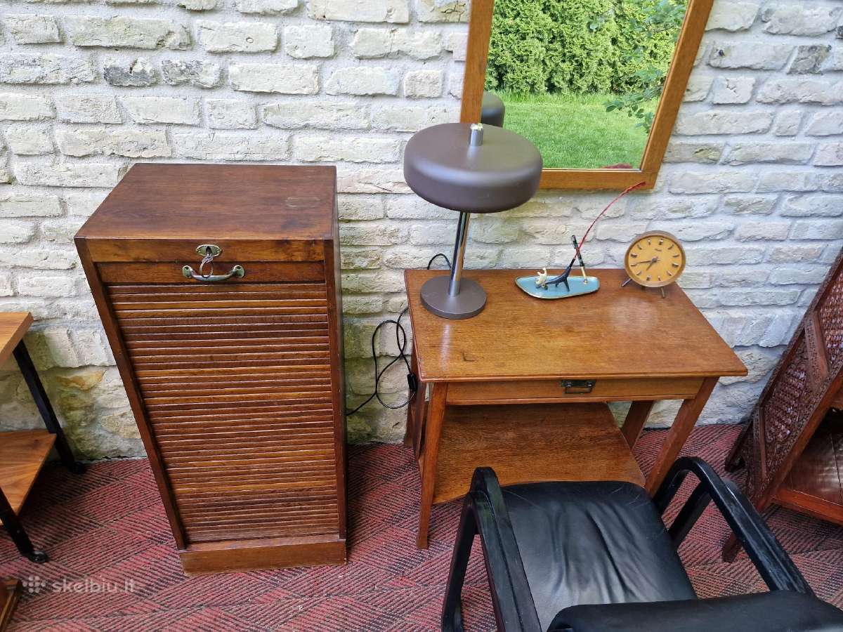 Vintažinė Art Deco ąžuolinė dokumentų spintelė - nuotraukos Nr. 14