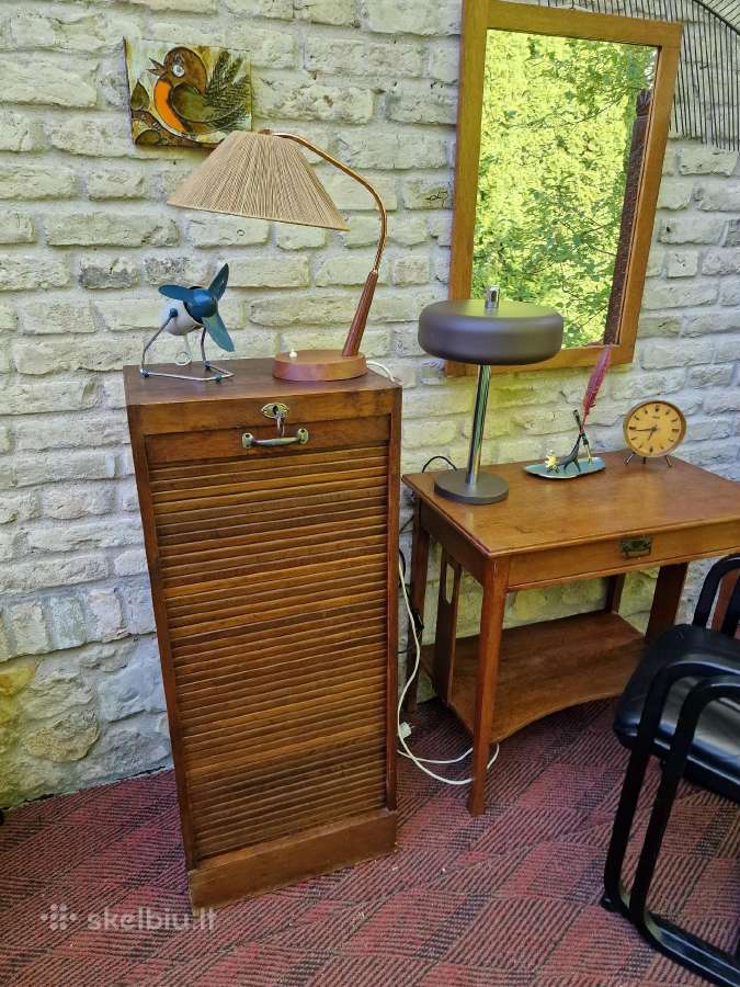 Vintažinė Art Deco ąžuolinė dokumentų spintelė - nuotraukos Nr. 21
