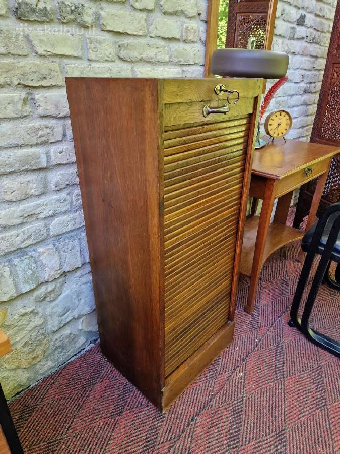 Vintažinė Art Deco ąžuolinė dokumentų spintelė - nuotraukos Nr. 22
