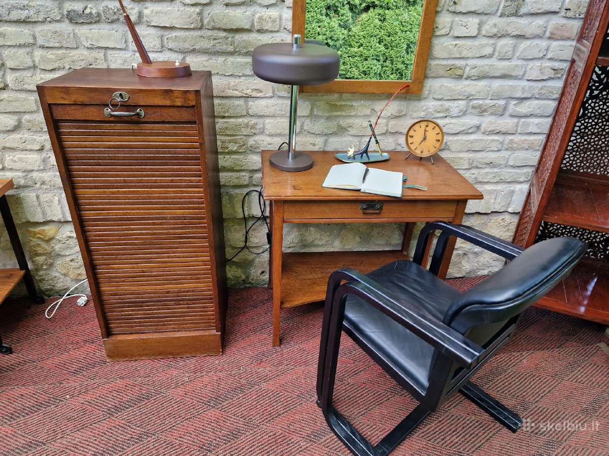 Vintažinė Art Deco ąžuolinė dokumentų spintelė - nuotraukos Nr. 23
