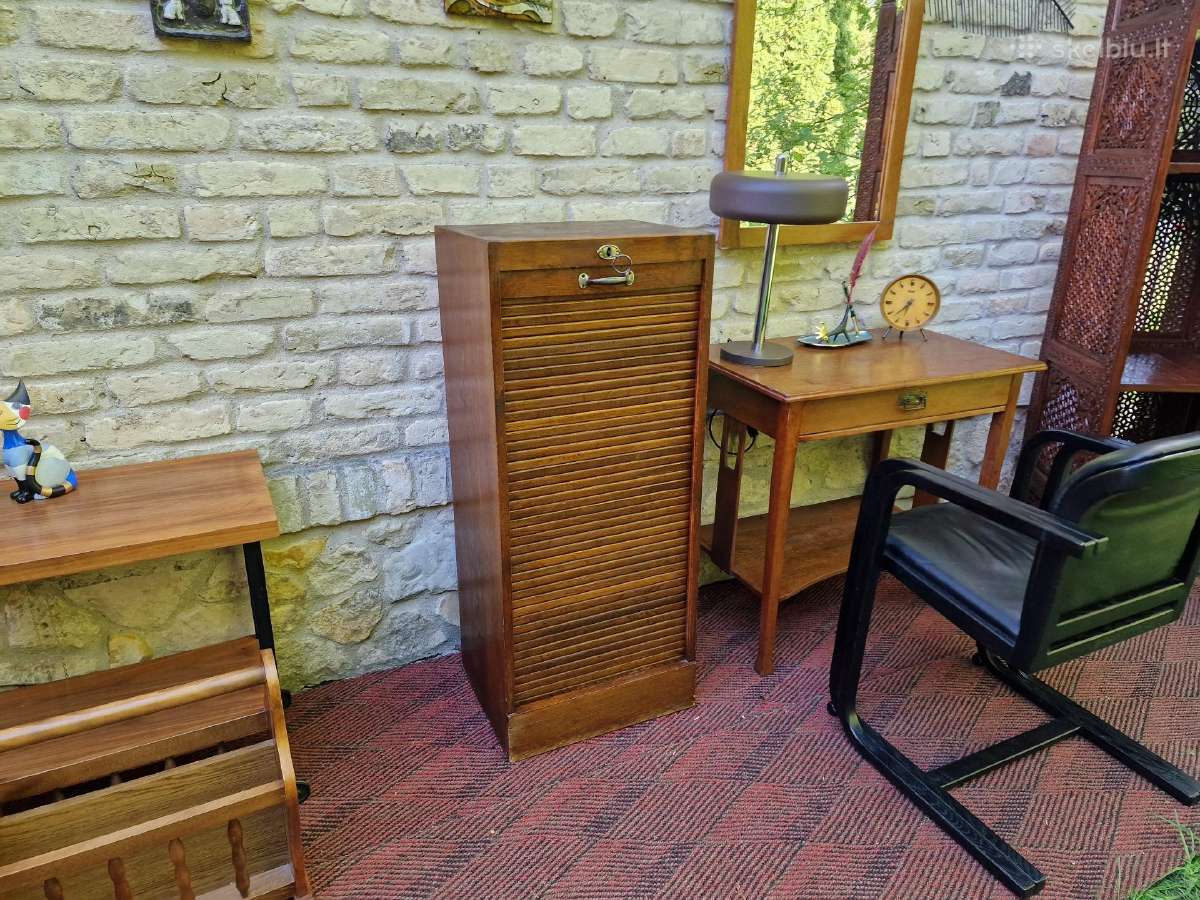 Vintažinė Art Deco ąžuolinė dokumentų spintelė - nuotraukos Nr. 25
