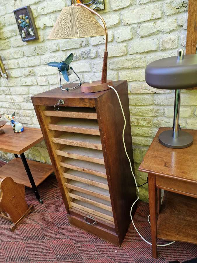 Vintažinė Art Deco ąžuolinė dokumentų spintelė - nuotraukos Nr. 30