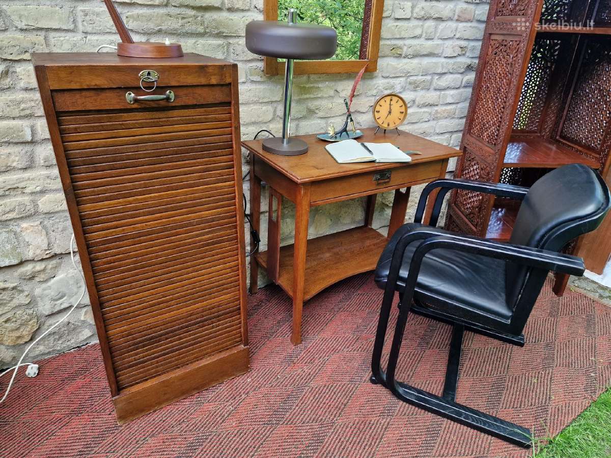 Vintažinė Art Deco ąžuolinė dokumentų spintelė - nuotraukos Nr. 31