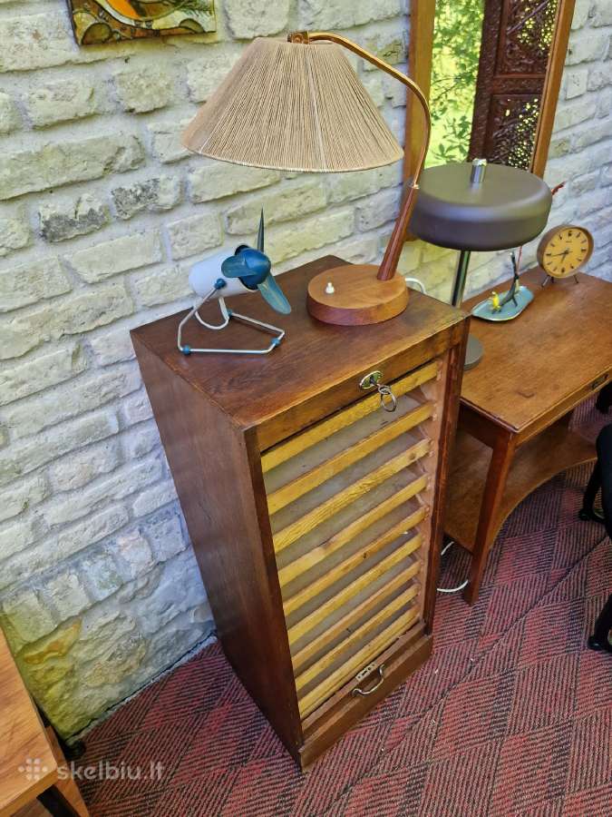 Vintažinė Art Deco ąžuolinė dokumentų spintelė - nuotraukos Nr. 33