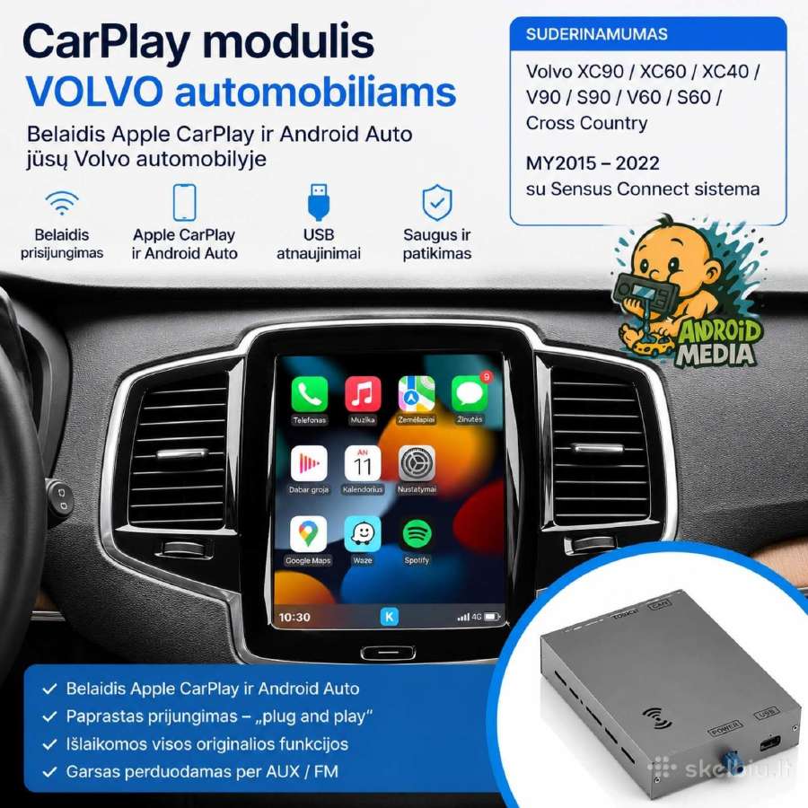 Volvo 2017-2022 Carplay / Android Auto Modulis