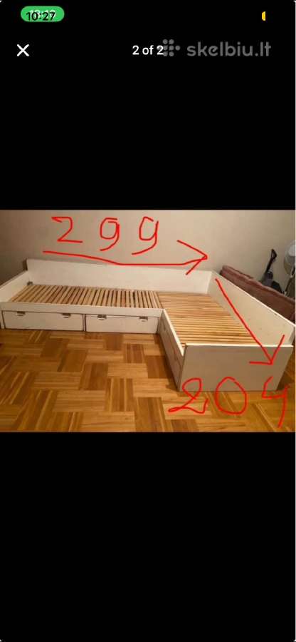 Tikro Ąžuolo vaiku kambario lova, su stalčiais be - nuotraukos Nr. 2